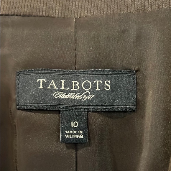 Talbots Chocolate Brown one button cotton blazer size 10 - Picture 4 of 13